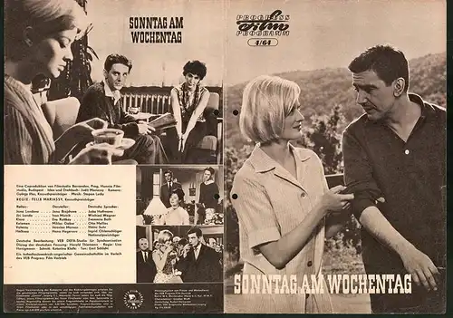 Filmprogramm PFP Nr. 4 /64, Sonntag am Wochentag, Jana Brejchova, Ivan Mistrik, Regie: Felix Mariassy