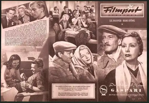 Filmprogramm Filmpost Nr. 214, Die Söhne des Herrn Gaspari, Lil Dagover, Hans Stüwe, Regie: Rolf Meyer