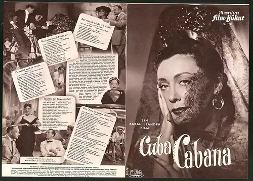 Filmprogramm IFB Nr. 1792, Cuba Cabana, Zarah Leander, O. W. Fischer, Regie: Fritz Peter Buch