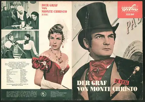 Filmprogramm PFP Nr. 128 /60, Der Graf von Monte Christo - II. Teil, Jean Marais, Roger Pigaut, Regie: Robert Vernay