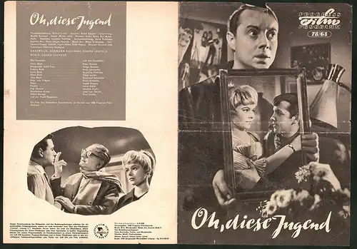 Filmprogramm PFP Nr. 78 /63, Oh, diese Jugend, Peter Herden, Helga Raumer, Regie: Georg Leopold