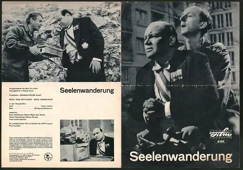 Filmprogramm PFP Nr. 8 /66, Seelenwanderung, Hanns Lothar, Wolfgang Reichmann, Regie: Rainer Erler