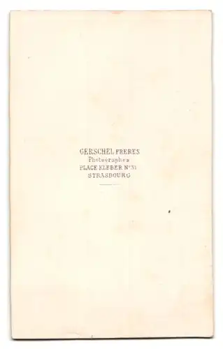 Fotografie Gerschel Freres, Strasbourg, Place Kleber 31, Portrait Herr im Anzug mit Schlips und Walrossbart