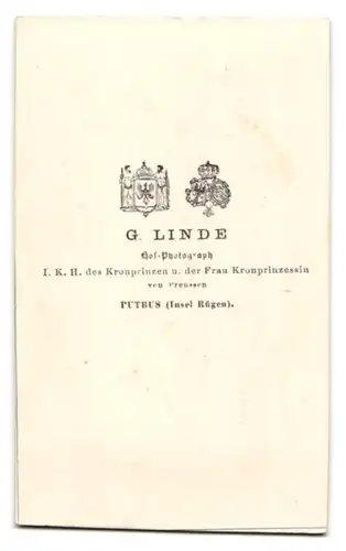 Fotografie G. Linde, Putbus, Portrait junger Mann im Anzug mit Fliege und verschrenkten Armen