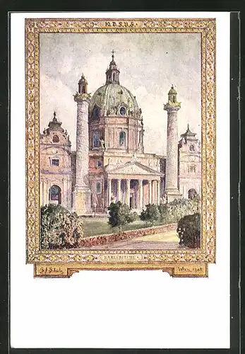 AK Wien, 10. Deutsches Sängerbundesfest 1928, Karlskirche