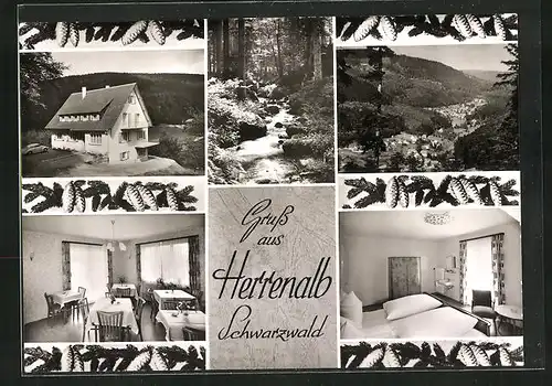 AK Herrenalb, Hotel Haus Hilda, Bachpartie