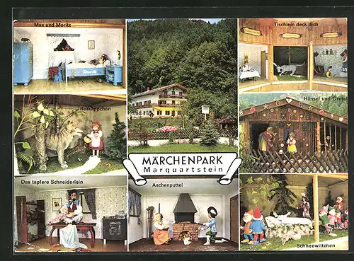 AK Marquartstein, Cafe Jägerwinkel, Märchenpark, Rotkäppchen, Aschenputtel, Max und Moritz