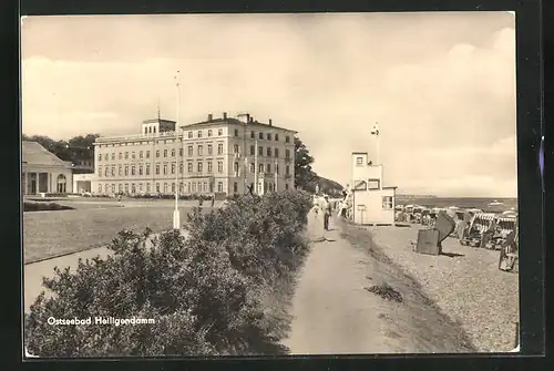 AK Heiligendamm, Strandpartie mit Kurhaus