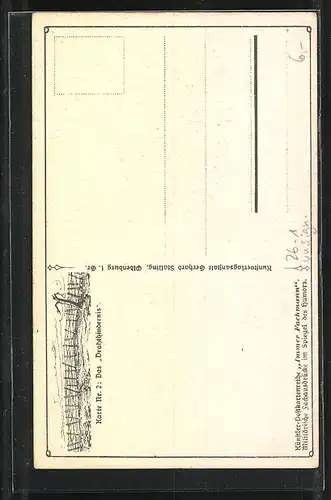 Künstler-AK Arthur Thiele unsign.: Aus dem Soldatenleben, Nr. 2. Das Drahthindernis