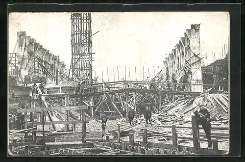 AK Nürnberg-Gebersdorf, Katastrophe 1912, Zerstörtes Gross-Kraftwerk Franken