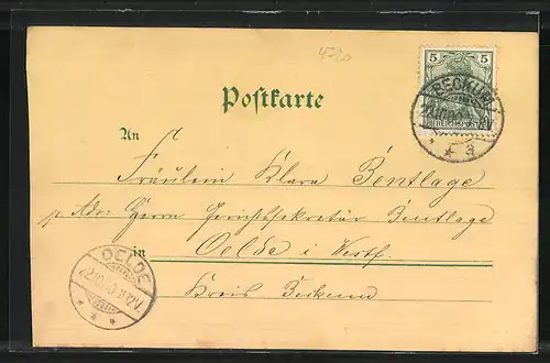 Mondschein-Lithographie Beckum, Nordstrasse mit Hotel Samson
