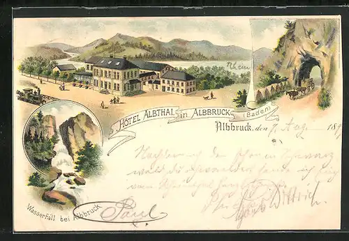 Lithographie Albbruck, Hotel Albthal, Wasserfall