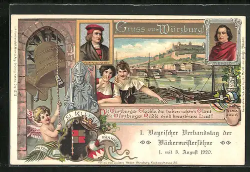 Präge-AK Würzburg, I. Bayerischer Verbandstag der Bäckermeistersöhne 1920, St. Kilian