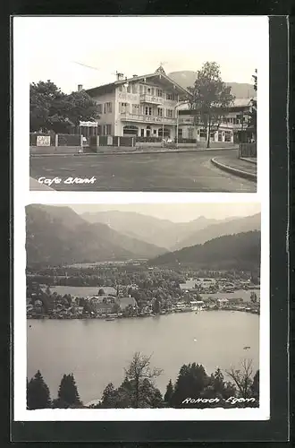 AK Rottach-Egern, Totalansicht mit Cafe Blank