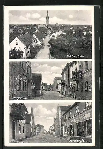 AK Reichertshofen, Totalansicht mit Hauptstrasse und Herrenstrasse