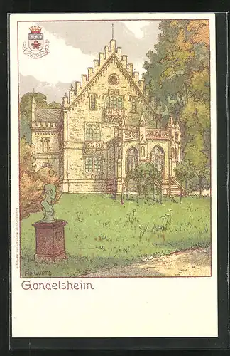 Künstler-AK Gondelsheim, Gebäudeansicht