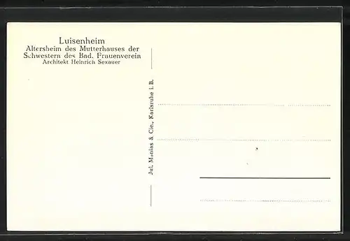 AK Karlsruhe, Luisenheim, Altersheim des Mutterhauses der Schwestern des Bad. Frauenvereins