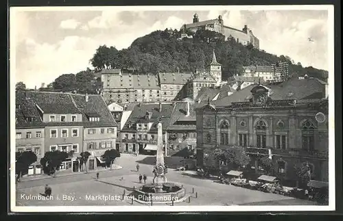 AK Kulmbach i. Bay., Marktplatz mit Plassenburg