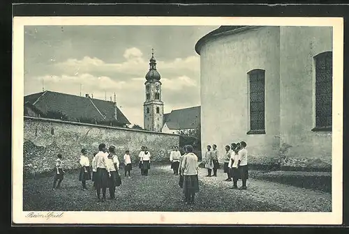 AK Lenzfried /Allgäu, Erziehungs-Institut Lenzfried der Ar. Schulschwestern v. U. L. Fr., Jugendliche beim Spiel