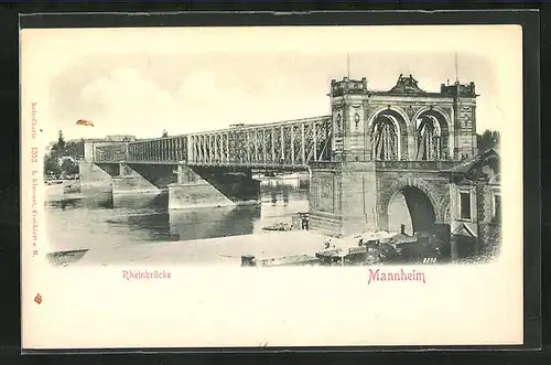 Relief-AK Mannheim, Rheinbrücke
