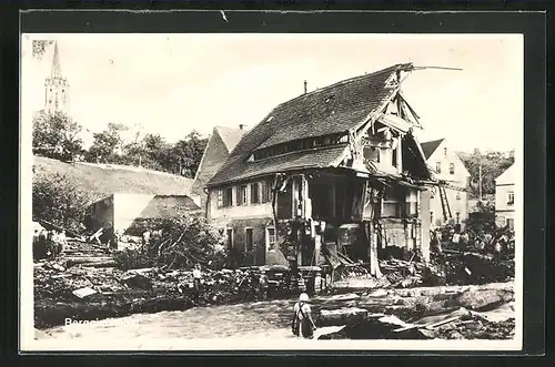 AK Gottleubatal-Berggiesshübel, Unwetterkatastrophe 1927, Zerstörtes Haus