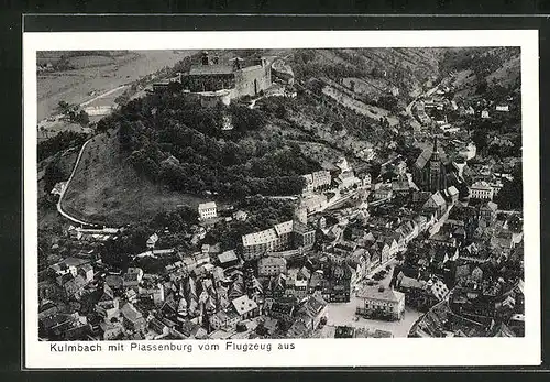 AK Kulmbach, Teilansicht mit Plassenburg vom Flugzeug aus