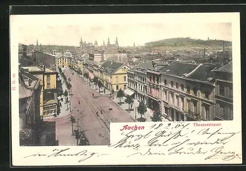 AK Aachen, Theaterstrasse aus der Vogelschau