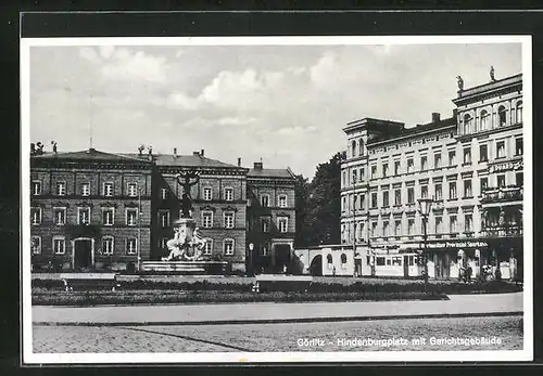 AK Görlitz, Hindenburgplatz mit Gerichtsgebäude