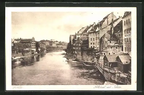 AK Görlitz, Altstadt mit Neisse