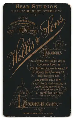 Fotografie Hellis & Sons, London, 30 Clapham Road, Frau im Protrait