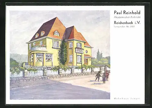 Künstler-AK Reichenbach i. V., Ansicht eines Hauses mit spielenden Kindern