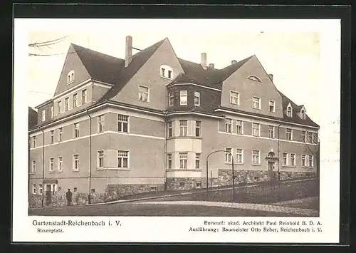 AK Reichenbach i. V., Eckansicht eines Hauses am Rosenplatz