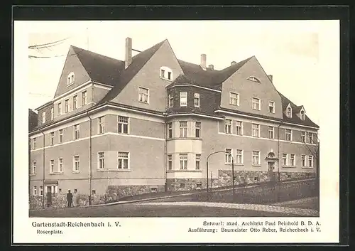 AK Reichenbach i. V., Eckansicht eines Hauses auf dem Rosenplatz