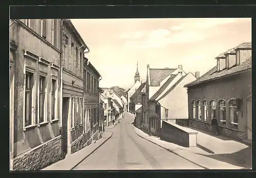 AK Wanzleben, Hohe Strasse mit Blick zur Kirche