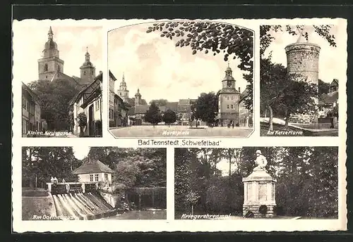 AK Bad Tennstedt, Marktplatz, am Goethehaus & am Ketzerturm