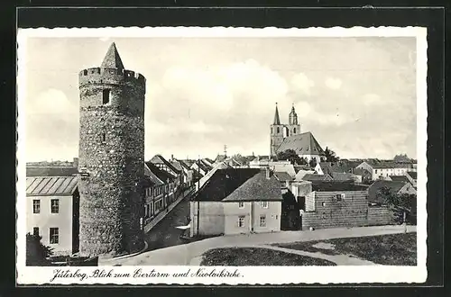 AK Jüterbog, Blick zum Eierturm und Nicolaikirche