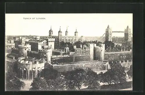 AK London, Tower of London mit Tower Bridge