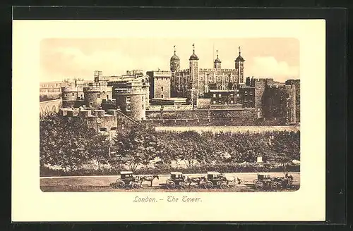 AK London, The Tower, hinter der Stadtmauer