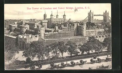 AK London, The Tower of London and the Tower Bridge