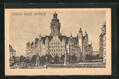 Künstler-AK Leipzig, Neues Rathaus