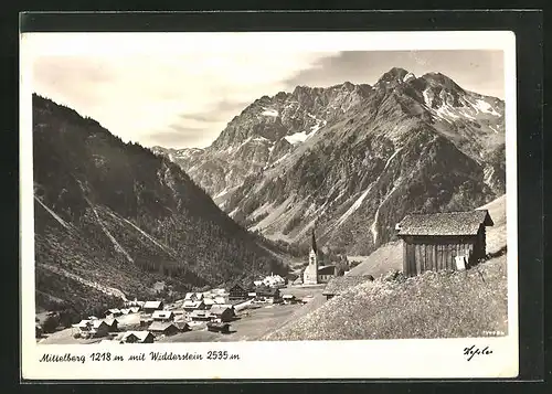 AK Mittelberg, Blick in den Ort mit Widderstein