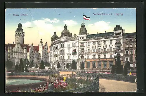 AK Leipzig, neues Rathaus und Verbandshaus