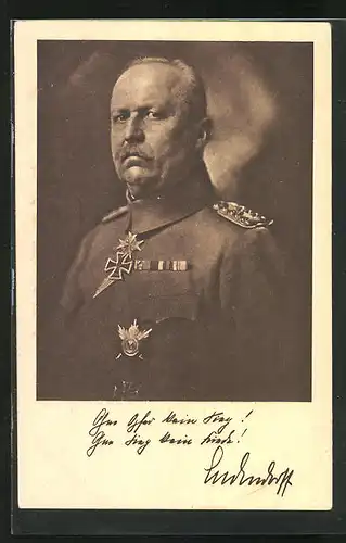 AK Portrait von Erich Ludendorff in Uniform