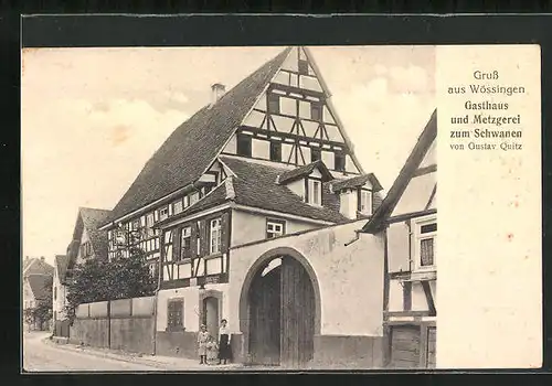 AK Wössingen, Gasthaus und Metzgerei zum Schwanen