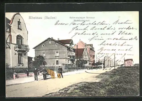 AK Rheinau /Baden, Schwetzinger Strasse mit Stabhalteramt