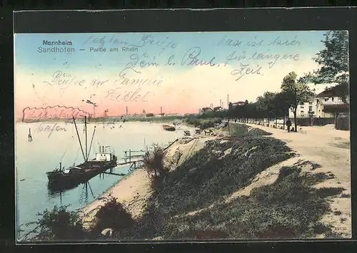 AK Mannheim-Sandhofen, Partie am Rhein