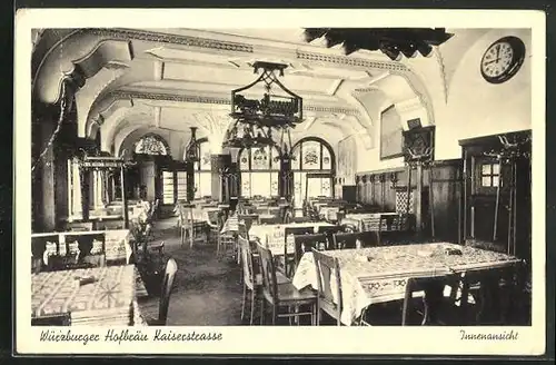 AK Würzburg, Gasthaus Würzburger Hofbräu, Innenansicht, Kaiserstrasse
