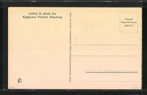 AK Würzburg, Institut St. Maria der Englischen Fräulein, Eine Schulklasse