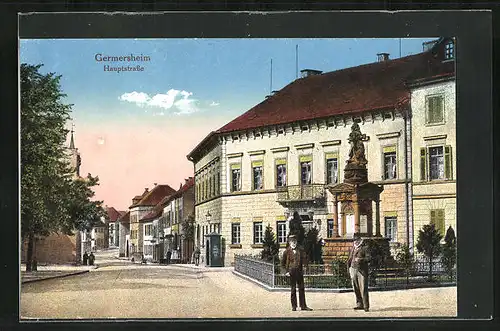 AK Germersheim, Hauptstrasse mit Anwohnern