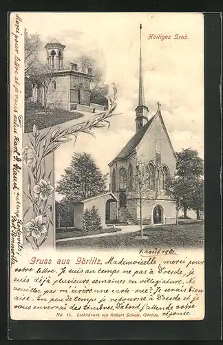 AK Görlitz, Blick auf Kirche, Heiliges Grab
